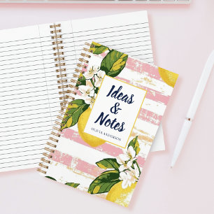 Cuaderno Floral de Limonero Prep Rosa Rayado
