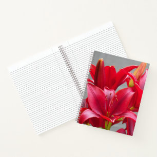 Cuaderno Floral de Lirios Asiáticos Rojos