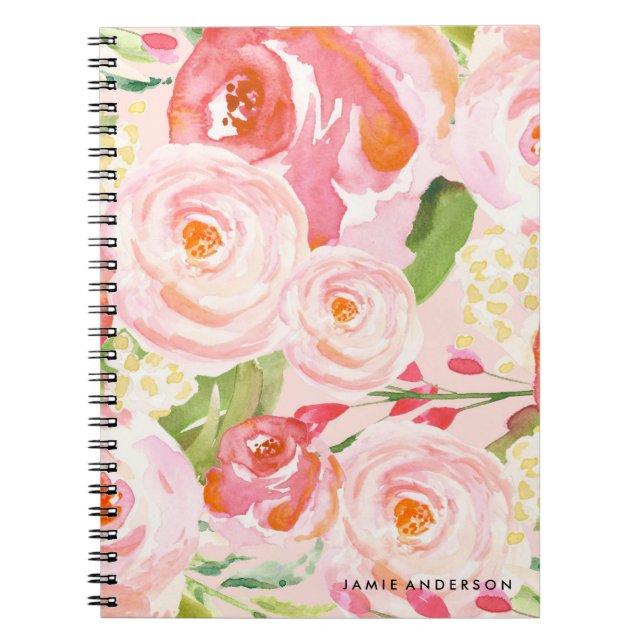 Cuaderno floral de los rosas rosados (Frente)