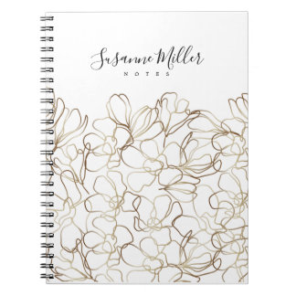 Cuaderno floral de lujo con texto Personalizado