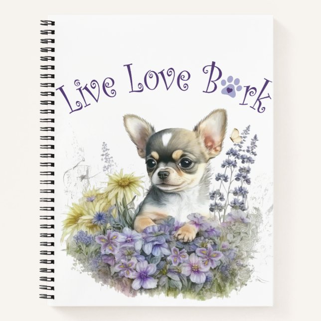 Cuaderno Floral de mamá de perro de Chihuahua (Anverso)