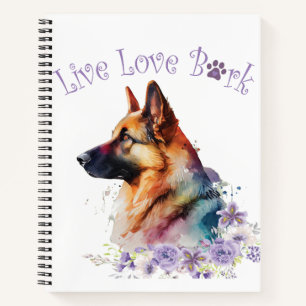 Cuaderno Floral de mamá de perro pastora alemana