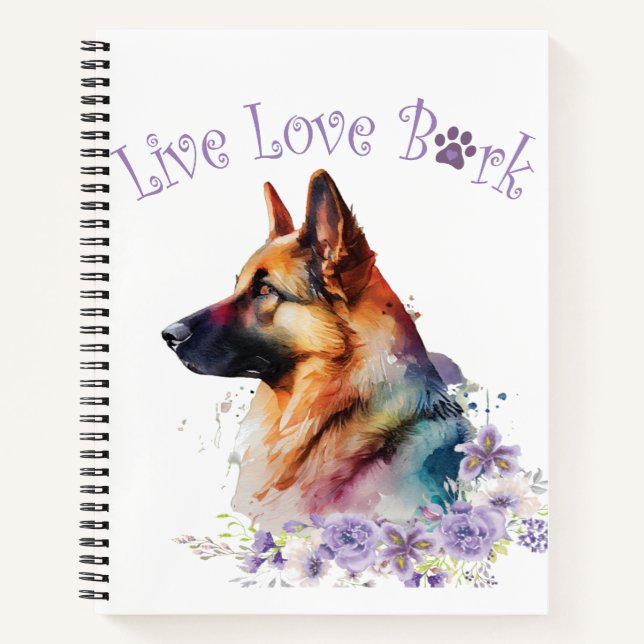 Cuaderno Floral de mamá de perro pastora alemana (Anverso)