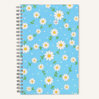 Cuaderno floral de margarita azul