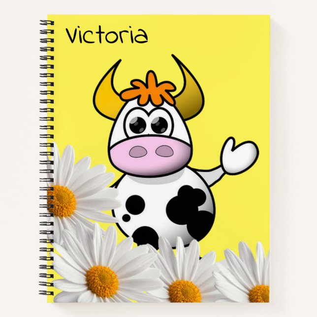 Cuaderno Floral de margarita blanca amarilla en espiral par (Anverso)