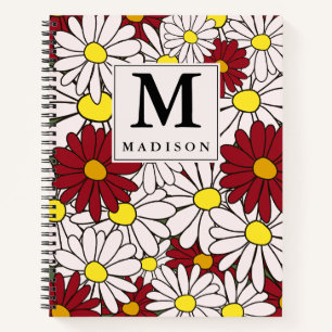 Cuaderno Floral de margarita blanca roja