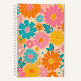 Cuaderno Floral de Margarita Retro Brillante