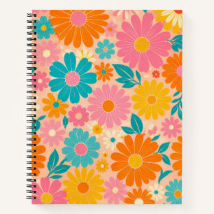 Cuaderno Floral de Margaritas Retro Brillantes
