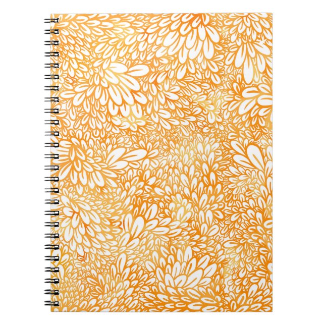 Cuaderno Floral de Marigold: Simple Patrón Naranja (Frente)