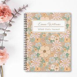 Cuaderno Floral de melocotón y naranja | Espiral elegante