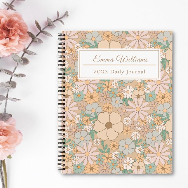 Cuaderno Floral de melocotón y naranja | Espiral elegante (Subido por el creador)