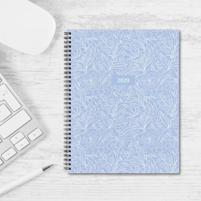 Cuaderno Floral de Navidades azules costeros personalizada (Coastal Blue Christmas Floral Personalized Notebook)