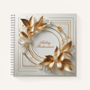 Cuaderno Floral de Oro Elegante