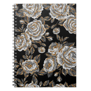 Cuaderno Floral de oro purpurina: Sparkle Vintage.