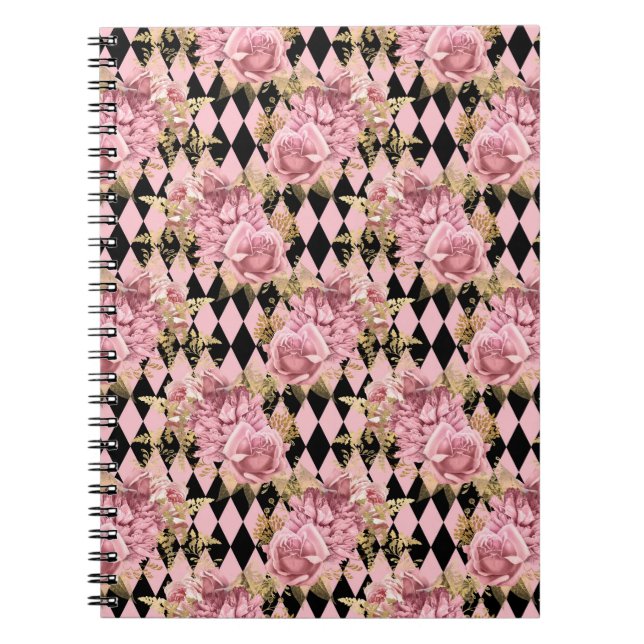 Cuaderno Floral de Oro Rosa (Frente)