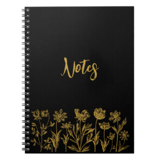 Cuaderno Floral de oro y negro