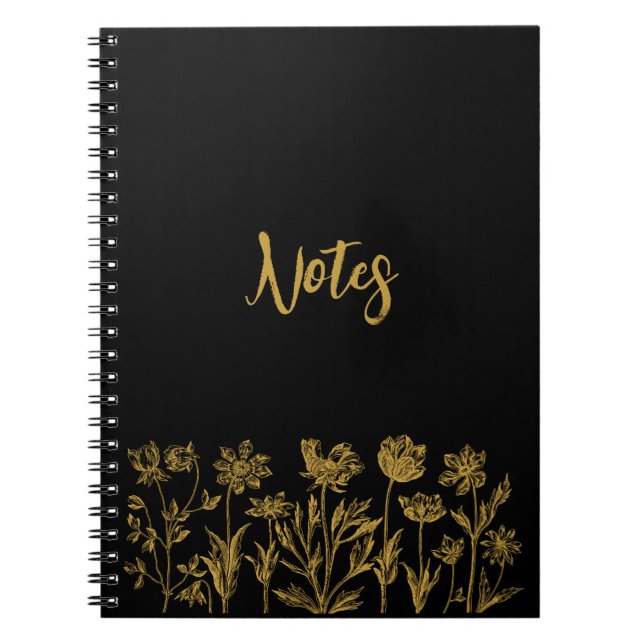 Cuaderno Floral de oro y negro (Frente)