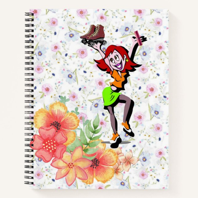 Cuaderno Floral de patinaje en espiral para portátiles (Anverso)
