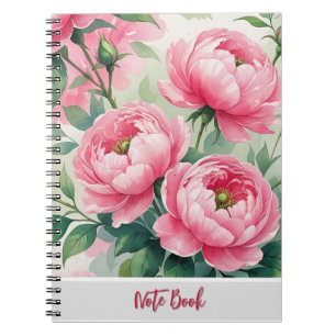 Cuaderno Floral de Peonía Rosa Elegante