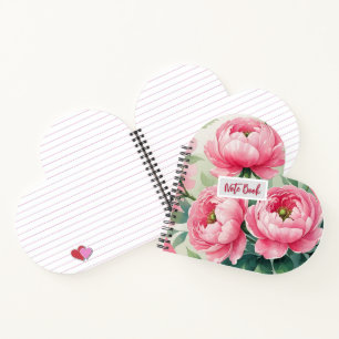Cuaderno Floral de Peonía Rosa Elegante