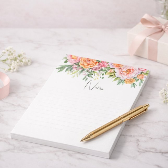 Cuaderno floral de peonías rosadas elegantes (Subido por el creador)