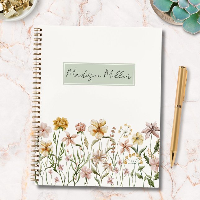 Cuaderno Floral de pradera de flores silvestres en acuarela (In situ)
