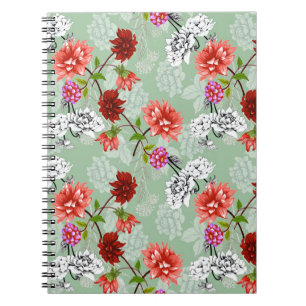 Cuaderno Floral de primavera verde: mano dibujada