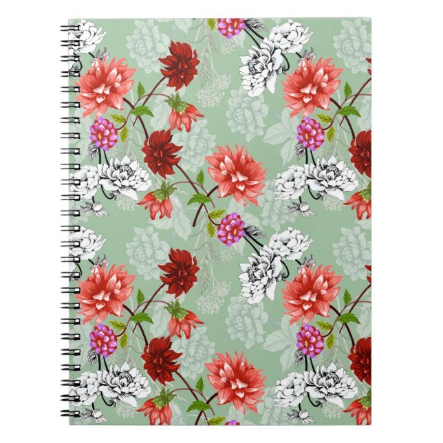 Cuaderno Floral de primavera verde: mano dibujada (Frente)