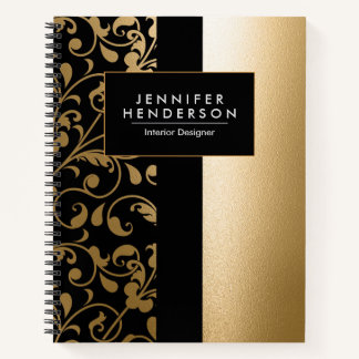 Cuaderno Floral de Relieve metalizado dorado