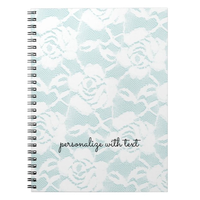 Cuaderno Floral de Rosas de encaje blanco Mint (Frente)