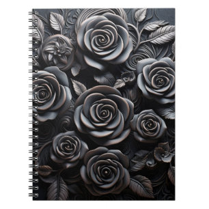 Cuaderno Floral de Rosas Negras Boho Gótico Oscuro