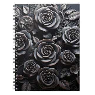 Cuaderno Floral de Rosas Negras Boho Gótico Oscuro