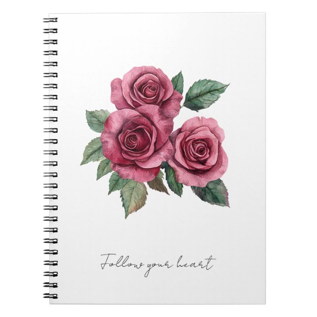 Cuaderno Floral de rosas rojas (Frente)