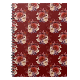 Cuaderno Floral de rosas rojas románticas