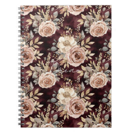 Cuaderno Floral de Rubor roja de Borgoña