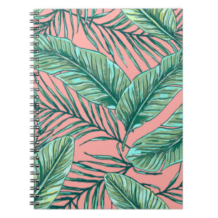 Cuaderno Floral de selva tropical: patrón de hojas de palme