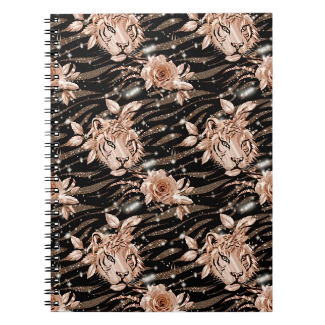 Cuaderno Floral de tigre de oro Rosa negro (Frente)
