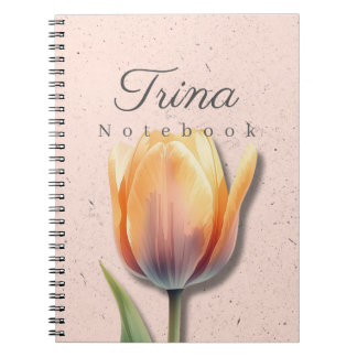 Cuaderno Floral de Tulipán Nombre | Diario Pastel