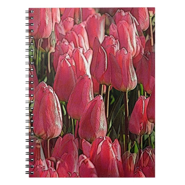 Cuaderno Floral de tulipanes rosados (Frente)