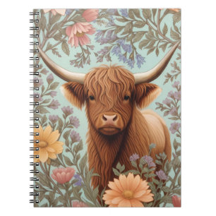 Cuaderno Floral de Vaca de las Tierras Altas Inspi