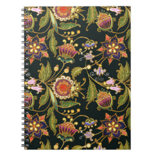 Cuaderno Floral decorativa: Púrpura dorado acrílico.