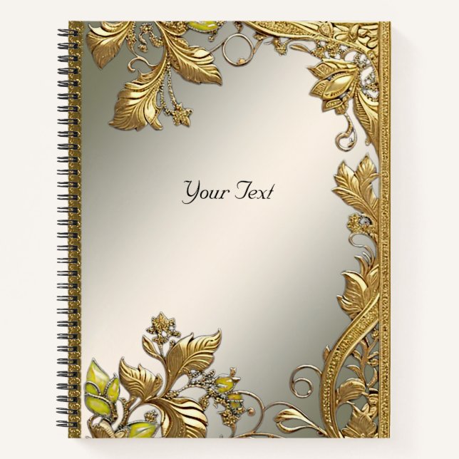 Cuaderno Floral Decorativo de Oro Elegante (Anverso)