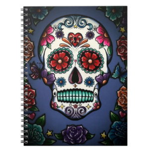 Cuaderno floral del cráneo del azúcar