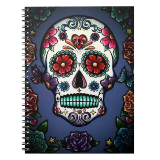 Cuaderno floral del cráneo del azúcar