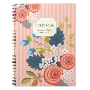 Cuaderno floral del libro de visitas de la boda