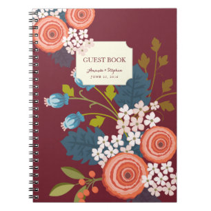 Cuaderno floral del libro de visitas de la boda