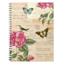Cuaderno floral del vintage con los rosas y las