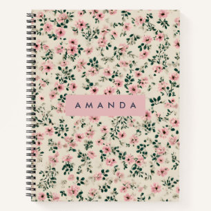 Cuaderno Floral Delicada De Flor Rosa Personalizada