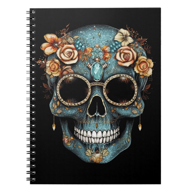 Cuaderno Floral Día de la Calavera Mexicana de Muerto (Frente)