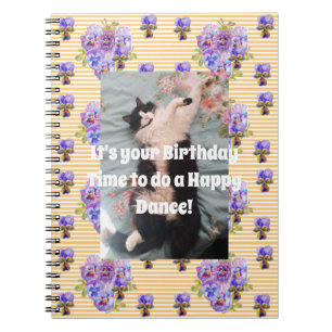 Cuaderno Floral Divertido Gato Esmoquinado Morado